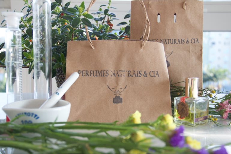 Tania Santos Natural Perfumes in Minimalist Brown Paper Shopping Bags